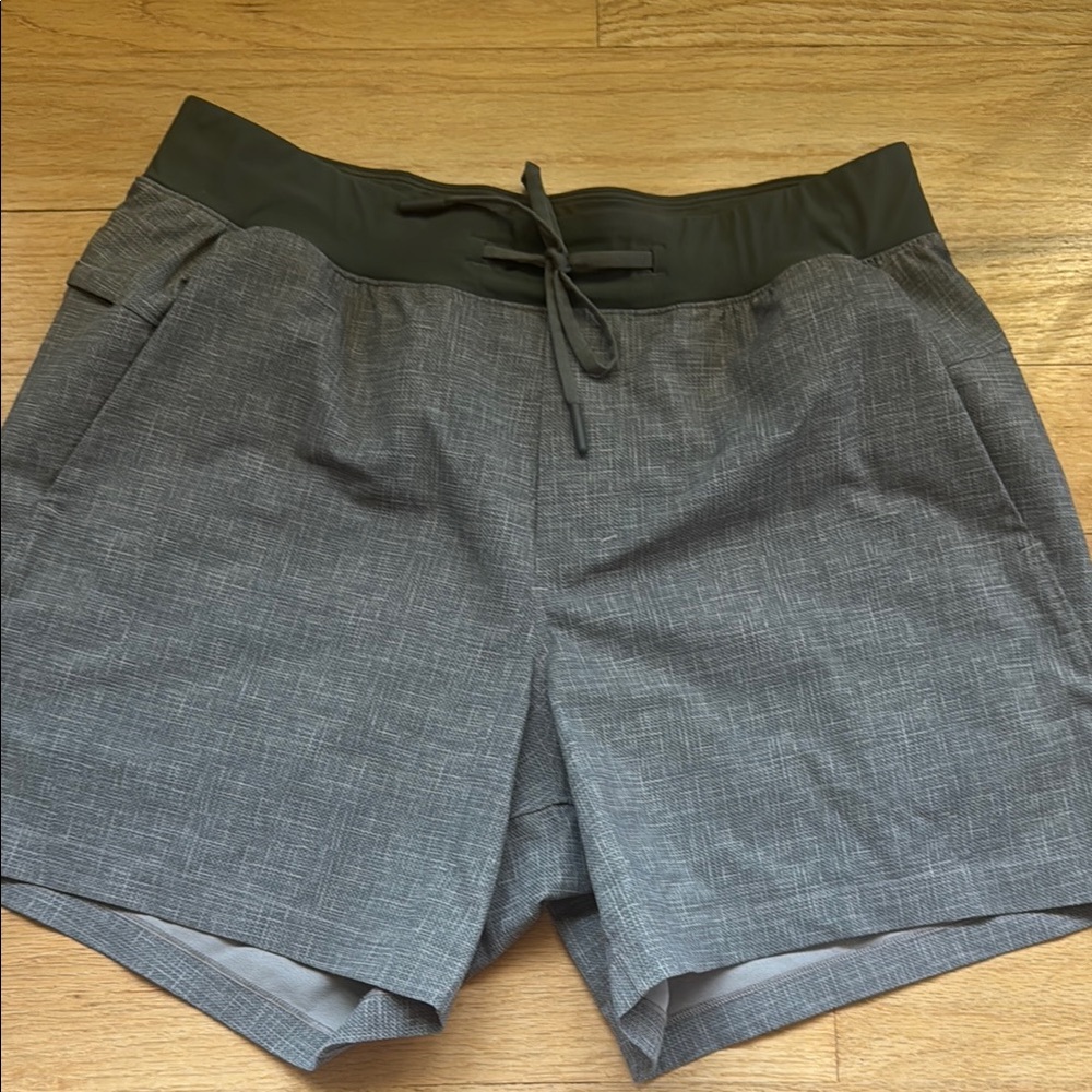 Lululemon Gray Athletic Shorts with Drawstring Waist 5”